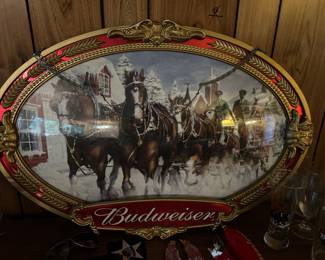 Vtg. Budweiser Clydesdale Bubble Sign