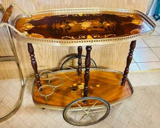Vintage Inlaid Tea Cart