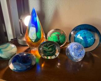Art glass paper weights. 