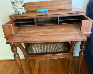 Antique fold out secretary / writing desk. Solid wood. 
