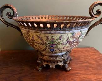 Fancy vintage porcelain and brass bowl. 