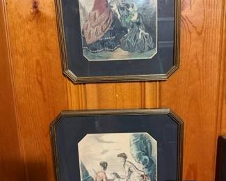 Antique French Fashion prints. 