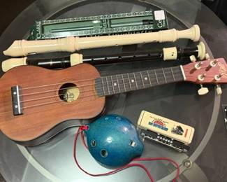 Ukulele. Recorders. Hohner harp / harmonica.