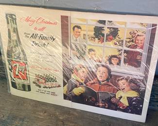 Vintage 7up Cardboard Advertising Sign
