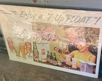 Vintage 7up Cardboard Advertising Sign