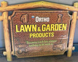 Vintage Plastic Ortho Lawn & Garden Products Advertising Sign