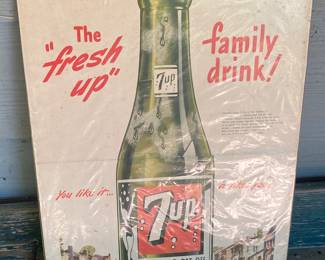 Vintage 7up Cardboard Advertising Sign 