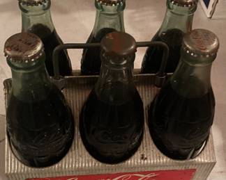 Vintage Aluminum Coca Cola Carrier with Bottles