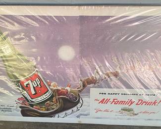 Vintage 7up Cardboard Advertising Sign 