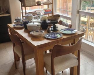 Mide Century Chairs and Butcher Block Table