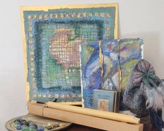 Textile & Watercolor Art Large Candles