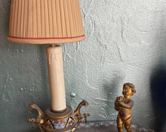 Vintage  Cloisonné Figural Lamp