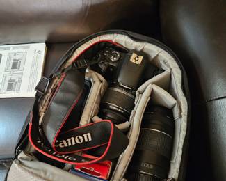 Canon Rebel EOS 3 lenses 2 batteries flash