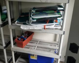 Plastic shelving; sporting supplies