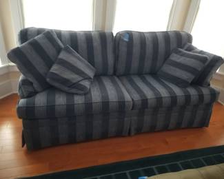 Blue on blue stripe sleeper sofa