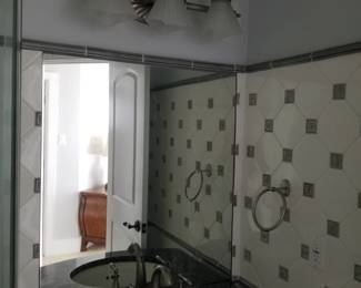 Bath vanity lights; mirror