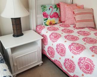Twin beds & nightstand by Stanley Furniture; Serena & Lily bedspreads