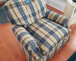 Plaid arm chair made in USA by Jessica Charles - two available