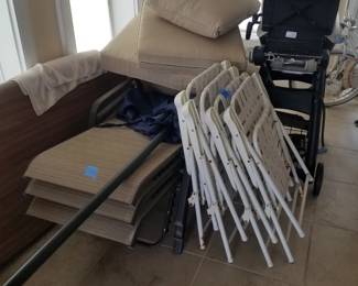 Chaise lounges; folding deck chairs