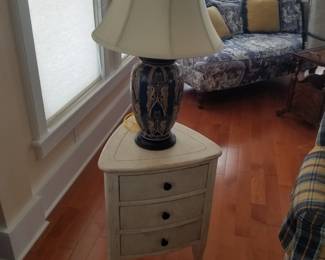 3-drawer accent table; table lamp - two available