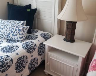 Twin beds & nightstand by Stanley Furniture; Serena & Lily bedspreads