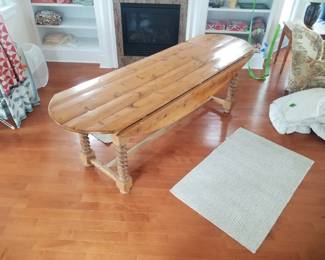 Rustic drop leaf table is 90" long - MUST SEE! 29" wide with leaves down; 46" wide with leaves open