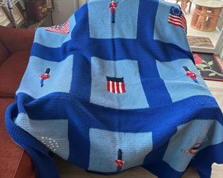 Vintage 1970 wool Americana Blanket-hand made