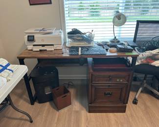 Locking File cabinet. Desk, Steelcase Office Chair, Shredder, Extension cords & Surge protectors