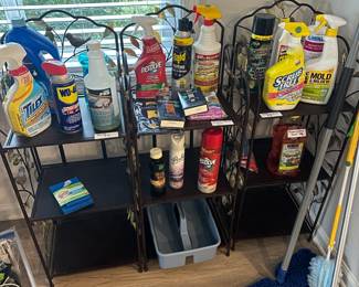 Cleaning supplies and shelving
