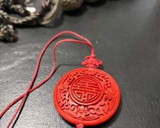 Genuine Carved Cinnabar pendant 