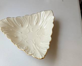 Lenox Triad triangle bowl, gold trim