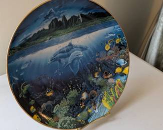 Dolphin plate - "A Discovery Off Ahahola" by Danbury Mint, plate #A255