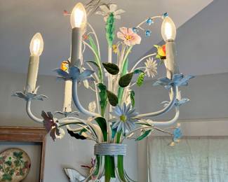 Vintage tole painted chandelier