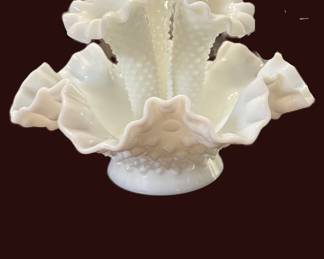 Vintage Fenton white hobnail milk glass Epergne centerpiece