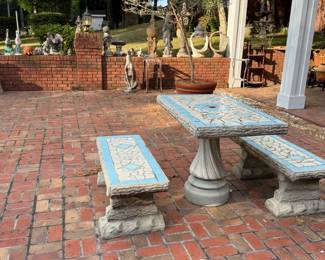 Concrete benches and tables