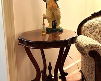 Side tables and vintage holiday decorations