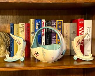 Hull Pottery "Butterfly" basket (1956) and cornucopia vases