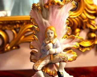 French Vieux Paris porcelain figural candlestick