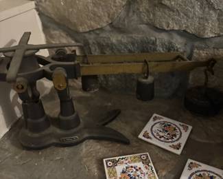 Antique cast iron and brass postal scale balance