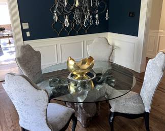 8 Hooker chairs and glass top table(table top decor NFS)