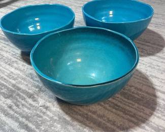 d Large Turquoise Glazed Decorative Bowls,