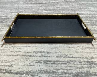 k Hollywood Regency Style Gold Bamboo Serving Tray