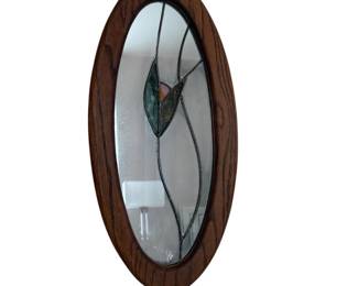 f Oval Stained Glass Style Decorative Mirror
