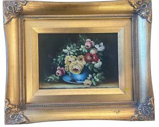 ar Framed Floral Still Life Print Roses in Bowl