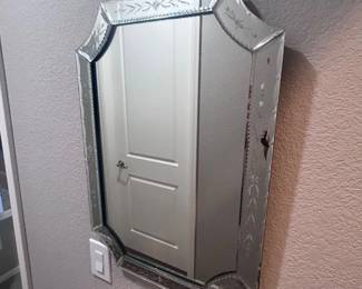 f Decorative Hallway Mirror with Etched Floral Design