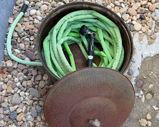 g Rusted Metal Hose Storage Container