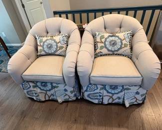f Pair of Kravet Furniture Swivel Chairs