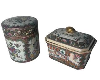 d Chinese Famille Rose Porcelain Covered Jar  Figural Box