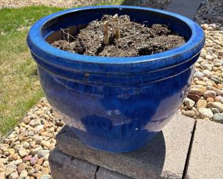 g Large Vibrant Blue Ceramic Garden Planter Pot
