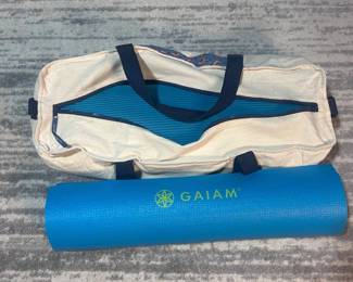 g Durable Canvas Yoga Mat Bag with 2 Blue Yoga Mats